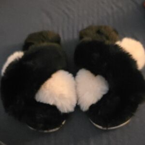 Black and Cream Fuzzy Slippers